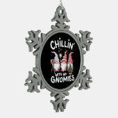 Gnome Familie Kerst Chillin Met Mijn Gnomies Tin Sneeuwvlok Ornament (Links)