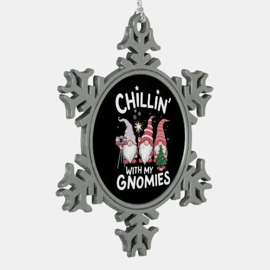 Gnome Familie Kerst Chillin Met Mijn Gnomies Tin Sneeuwvlok Ornament (Links)