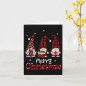 Gnome Familie Vrolijk Kerstrood Plaid Xmas Mannen  Kaart (Gele Bloem)