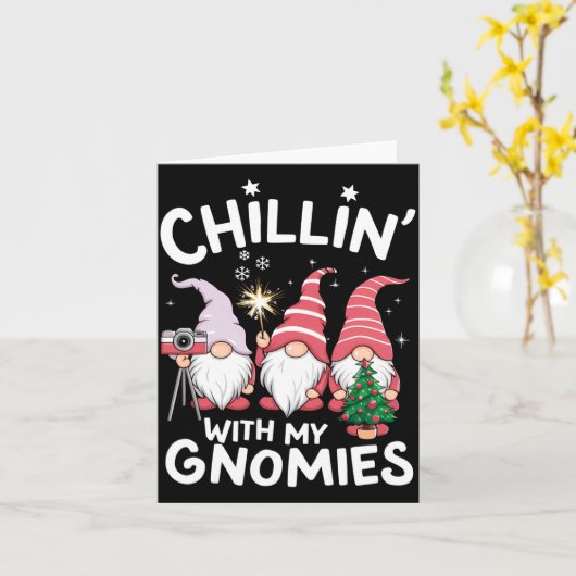 Gnome Family Christmas Chillin With My Gnomies _1 Kaart (Gele Bloem)