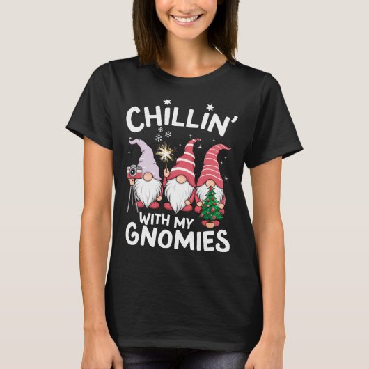 Gnome Family Christmas Chillin With My Gnomies T-shirt (Voorkant)