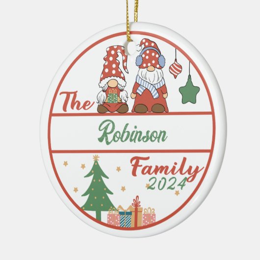 Gnome Family Kerstmis Keramisch Ornament (Links)