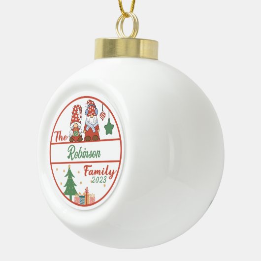 Gnome Family Kerstmis Keramische Bal Ornament (Rechts)