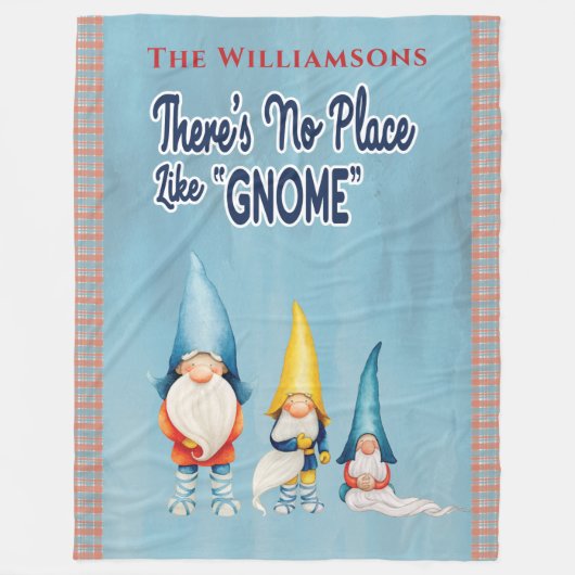 Gnome Family Monogram Funny Cute Fleece Deken (Voorkant)