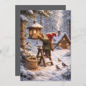 Gnome Feeding Birds Feestdagenkaart (Voorkant / Achterkant)