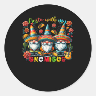 Gnome Fiesta Met Mijn Gnomigos Mexicaanse Gnomen C Ronde Sticker