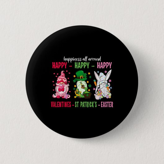 Gnome Fijne Valentijn St Patrick Pasen Geluk Ronde Button 5,7 Cm (Voorkant)