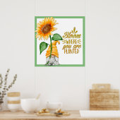 Gnome Floral Bloom waar je bent geplant Poster (Keuken)