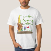 Gnome Flower Garden Spring Green Typography Unisex T-shirt (Voorkant)