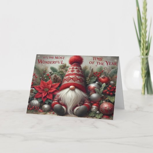 Gnome for the Holidays Christmas Card Bedankkaart (Voorkant)