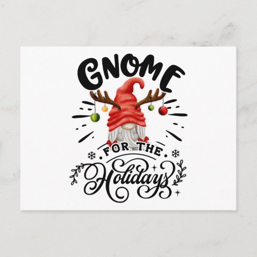 Gnome For The Holidays Christmas Gnome Antlers Briefkaart (Voorkant)