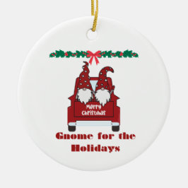 Gnome for the Holidays on a  Keramisch Ornament