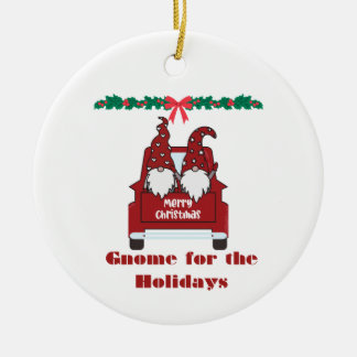 Gnome for the Holidays on a  Keramisch Ornament