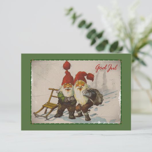 Gnome Friends bij Kerstmis Kaart (Staand voorkant)