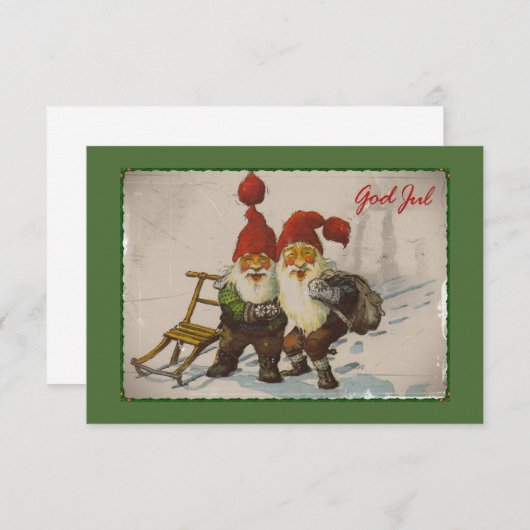 Gnome Friends bij Kerstmis Kaart (Voorkant / Achterkant)