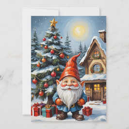 Gnome Funny Trendy Whimsical Fantasy Geen foto Feestdagenkaart