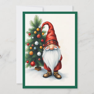 Gnome Funny Trendy Whimsical Fantasy Geen foto Feestdagenkaart