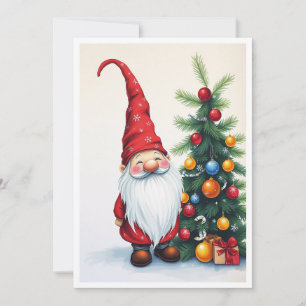 Gnome Funny Trendy Whimsical Fantasy Geen foto Feestdagenkaart