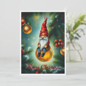 Gnome Funny Trendy Whimsical Fantasy Geen foto Feestdagenkaart (Staand voorkant)