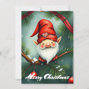 Gnome Funny Trendy Whimsical Fantasy Geen foto Feestdagenkaart