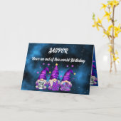 Gnome Galaxy Birthday Kaart (Gele Bloem)