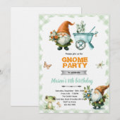 Gnome garden party invitation kaart (Voorkant / Achterkant)