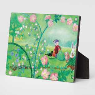 Gnome gardener, Blackbird, Hedgel & white Rabbit Fotoplaat
