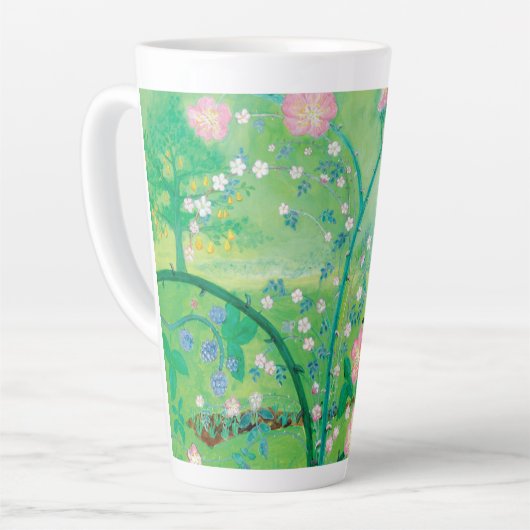 Gnome gardener, Blackbird, Hedgel & white Rabbit Latte Mok (Linkerhoek)