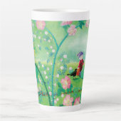 Gnome gardener, Blackbird, Hedgel & white Rabbit Latte Mok (Voorkant)