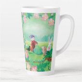 Gnome gardener, Blackbird, Hedgel & white Rabbit Latte Mok (Rechts)