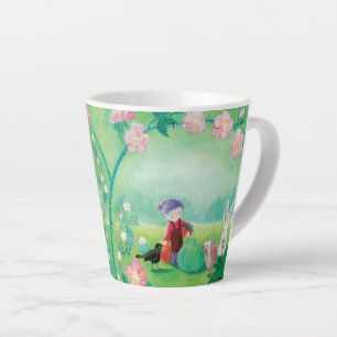 Gnome gardener, Blackbird, Hedgel & white Rabbit Latte Mok