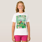 Gnome gardener, Blackbird, Hedgel & white Rabbit T-shirt (Voorkant volledig)