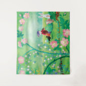 Gnome gardener, Blackbird, Hedgel & white Rabbit Wandkleed (Voorkant)