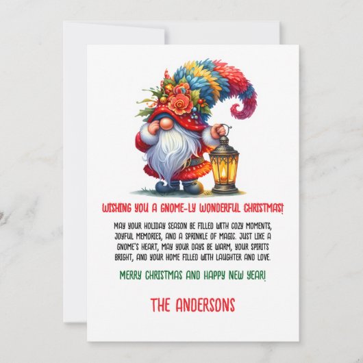 Gnome geïnspireerde kerstkaarten feestdagenkaart (Voorkant)