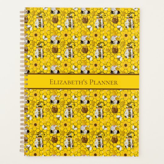 Gnome Gele Zonnebloemen Honing Gepersonaliseerd Planner (Voorkant)