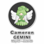 Gnome Gemini Astrology Sign Angel 8" VinylSticker Sticker (Voorkant)