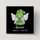 Gnome Gemini Astrology Sign Angel Pinback Button (Voorkant)