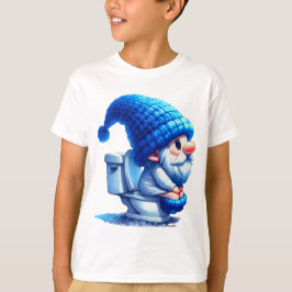 Gnome geniet van zijn toilettijd op een grillig mo t-shirt
