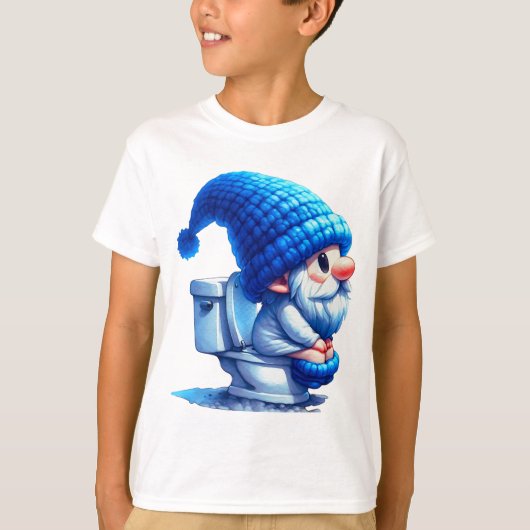 Gnome geniet van zijn toilettijd op een grillig mo t-shirt (Voorkant)