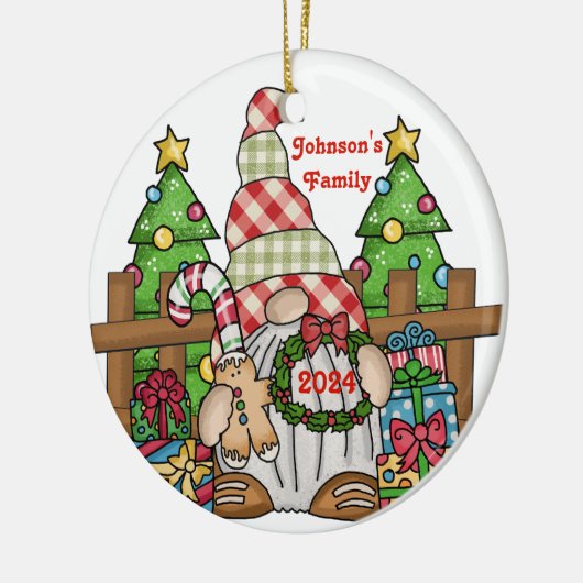 Gnome gepersonaliseerd keramisch ornament (Links)