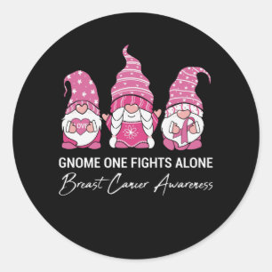 Gnome gevechten alleen familie die borstkanker aan ronde sticker