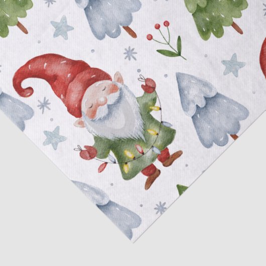 Gnome Gift Wrapping Tissue Paper White Waterverf Tissuepapier (Detail)