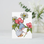 Gnome Girl Picking Flowers, Fanstasy Art Briefkaart (Staand voorkant)