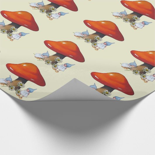 Gnome Girls, Daisies, Toadstool, Fantasy Art Cadeaupapier (Hoek)