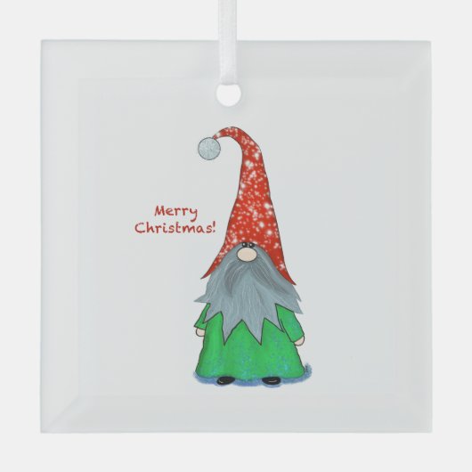 Gnome Glass kerstversiering Glas Ornament (Voorkant)