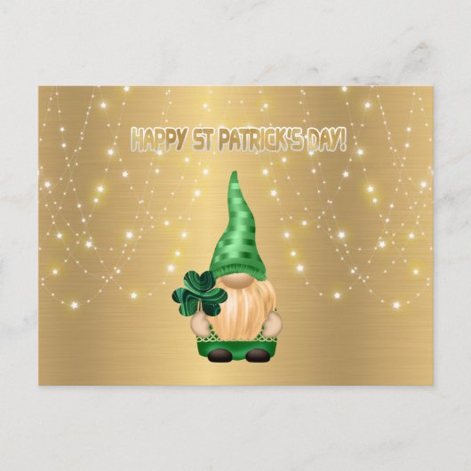 Gnome Gold Lights Shamrock St Patricks Day Feestdagenkaart (Voorkant)