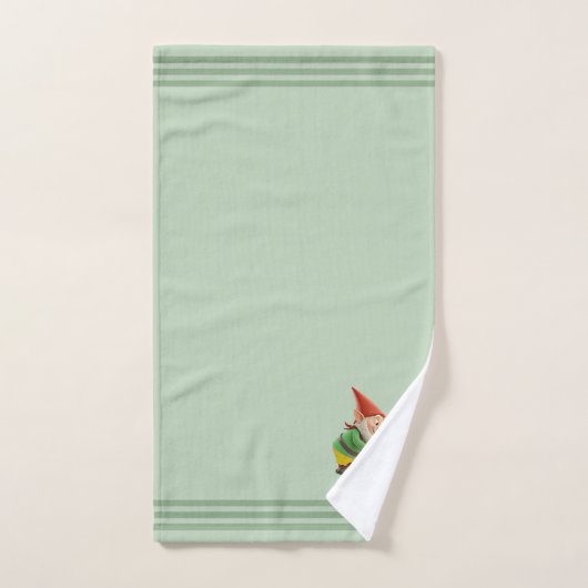 Gnome & Gold, Three Stripes on Light Laurel Green  Bad Handdoek (Handdoek)
