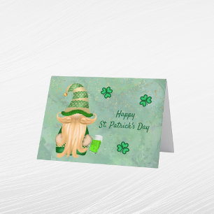 Gnome Goud Groen Klaver St. Patrick's Dag Feestdagen Kaart
