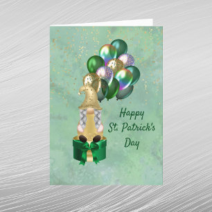Gnome Goud Groene Ballonnen St. Patrick's Dag Feestdagen Kaart