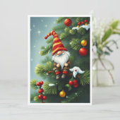 Gnome Grappig Trendy Whimsical Fantasie Geen foto Feestdagenkaart (Staand voorkant)